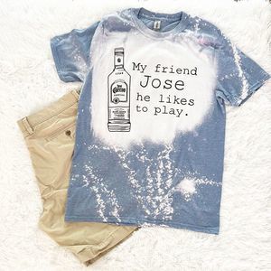 Jose Likes to Play Handmade Bleached Tee, Unisex Sz M